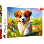 PUZZLE 500 ELEMENTÓW WESOŁY PIESEK SZCZENIACZEK UKŁADANKA 37524 TREFL