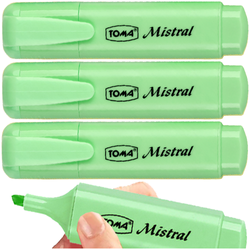 ZAKREŚLACZ BIUROWY SZKOLNY TOMA MISTRAL PISAK ZIELONY PASTELOWY - 3 sztuki