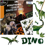 WYDRAPYWANKA Z SZABLONEM DINOZAURY DINO KREATYWNA 3 ARKUSZE + RYSIK KIDEA