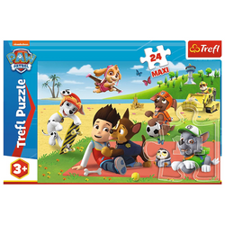 PUZZLE 24 MAXI DUŻE PSI PATROL ZABAWA NA KOCU UKŁADANKA 24 EL. TREFL 14346
