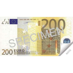NOTES KLEJONY KARTECZKI BANKNOT 200 EURO 70 KARTEK KRATKA PANTA PLAST