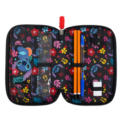 PIÓRNIK SZKOLNY Z WYPOSAŻENIEM POTRÓJNY ST.MAJEWSKI STITCH BLACK ALOHA