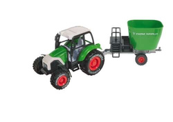 TRAKTOR METALOWY Z PRZYCZEPĄ MIESZALNIĄ DO PASZY Z NAPĘDEM CIĄGNIK FARMA