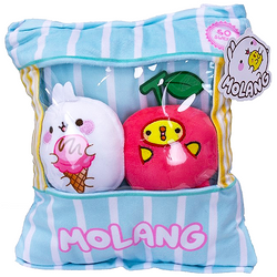 PODUSZKA PLUSZOWA Z KIESZONKĄ NA ZAMEK 22x25 cm MIŁA W DOTYKU + MASKOTKI