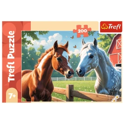 PUZZLE 200 KONIE NA POLANIE RUMAKI ZAGRODA ZWIERZĘTA UKŁADANKA TREFL 13328