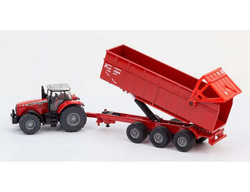 MASSEY FERGUSON METALOWY TRAKTOR Z PRZYCZEPĄ  1:87 SIKU