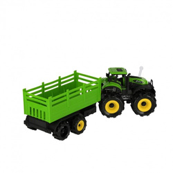TRAKTOR Z PRZYCZEPĄ Z NAPĘDEM CIĄGNIK FARMA RANCZO DŹWIĘK ŚWIATŁA ZIELONY