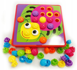 UKŁADANKA MOZAIKA GUZICZKOWA KREATYWNA LOGICZNA TRENING RĄCZKI SMILY PLAY