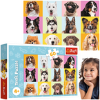 PUZZLE 60 SŁODKIE PSIAKI PSY ZWIERZĘTA PIESKI KOLAŻ UKŁADANKA TREFL 17374