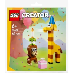 LEGO CREATOR URODZINOWE ZWIERZAKI MAŁPKA ŻYRAFA URODZINY TORT 60 EL. 30689