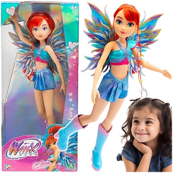 LALKA WINX CLUB FAIRY WRÓŻKA BLOOM ZE SKRZYDŁAMI NIEBIESKA SUKIENKA 26 cm 