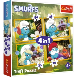 PUZZLE ŻYCIE W WIOSCE SMERFÓW UKŁDANKA 4w1 207 ELEMENTÓW 34664 TREFL