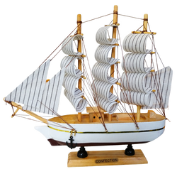 STATEK OKRĘT ŻAGLOWIEC ŁÓDŹ CONFECTION MODEL KOLEKCJONERSKI ZŁOŻONY 24x22cm