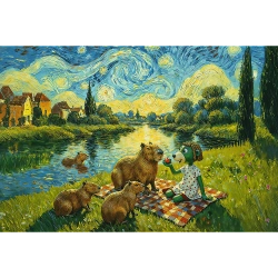 PUZZLE 100 EL. TREFLIKI KARMIĄC KAPIBARY INSPIRED BY ART TREFL 16563