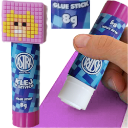 KLEJ W SZTYFCIE ASTRA SZKOLNY 8G WYDAJNY MOCNY Z FIGURKĄ PIXEL ONE - 3 szt.