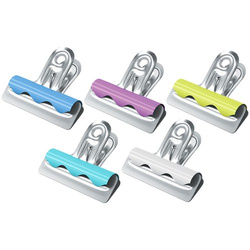 KLIPSY BIUROWE KLIPY BULDOG WIELOKOLOROWE 10 SZTUK 60 KARTEK 25 mm BERLINGO