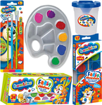 ZESTAW 5 EL. FARBY PĘDZLE KUBEK PALETA BAMBINO