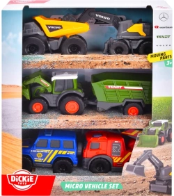 ZESTAW POJAZDÓW KOPARKA WYWROTKA TRAKTOR Z PRZYCZEPĄ STRAŻ DICKIE TOYS