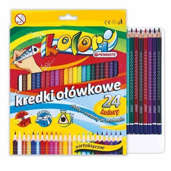 KREDKI OŁÓWKOWE TRÓJKĄTNE 24 KOL KOLORI NADRUK