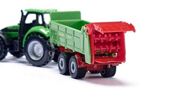 TRAKTOR DEUTZ Z ROZRZUTNIKIEM PRZYCZEPA KOLEKCJONERSKI METALOWY 1673 SIKU