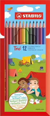 KREDKI TRÓJKĄTNE OŁÓWKOWE STABILO TRIO 12 KOLORÓW 