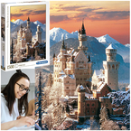 PUZZLE ZAMEK NEUSCHWANSTEIN WIDOK GÓRY ZIMOWY KRAJOBRAZ 1500 EL. CLEMENTONI