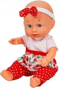 LALKA BOBAS JULKA Z ŁÓŻECZKIEM Z AKCESORIAMI UBRANKO SAMOCZEK BUTELKA 30 cm