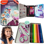 KREDKI OŁÓWKOWE DŁUGOPIS NOŻYCZKI TEMPERÓWKA ZESTAW SZKOLNY 4w1 MAPED