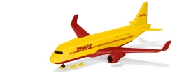 SAMOLOT TRANSPORTOWY DHL Z AKCESORIAMI AUTKA FIGURKA BAGAŻE SIKU 1702