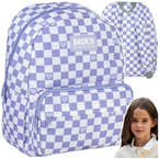 PLECAK SZKOLNY MŁODZIEŻOWY DERFORM BACKUP KRATA SZACHOWNICA FIOLET PLB7C26