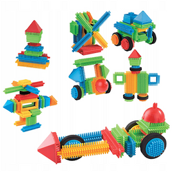 KLOCKI KONSTRUKCYJNE MAŁYCH GENIUSZY PUZZLE JEŻYKI SZCZOTKI 46 EL. ASKATO