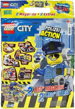 LEGO CITY POLIZEI ACTION NR.1 GAZETKI 2 MAGAZYNY + 2 DODATKI POLICJA