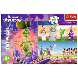 PUZZLE MAXI 24 CIEKAWSKI SMOK DIPLODOK DUŻE ELEMENTY UKŁADANKA TREFL 14376