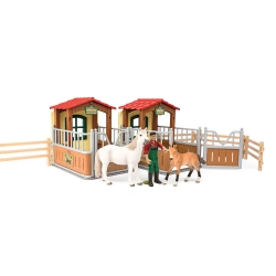 SCHLEICH FARM WORLD WIZYTA W OTWARTEJ STAJNI KONIE BOKSY FIGURKI 72116