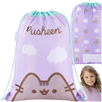 WOREK SZKOLNY NA BUTY Z IMIENIEM PUSHEEN KAPCIE OBUWIE FIOLETOWY KOTEK