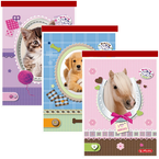 NOTES SZKOLNY KLEJONY A6 46 KARTEK KRATKA ZWIERZĘTA PETS HERLITZ - 3 sztuki
