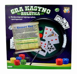 GRA TOWARZYSKA KASYNO Z RULETKĄ GRA IMPREZOWA KARTY KOŚCI ŻETONY PRO KIDS