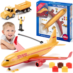 SAMOLOT TRANSPORTOWY DHL Z AKCESORIAMI AUTKA FIGURKA BAGAŻE SIKU 1702