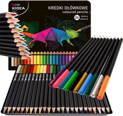 KREDKI OŁÓWKOWE W METALOWYM PUDEŁKU 24 KOL KIDEA