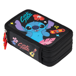 PIÓRNIK SZKOLNY Z WYPOSAŻENIEM POTRÓJNY ST.MAJEWSKI STITCH BLACK ALOHA