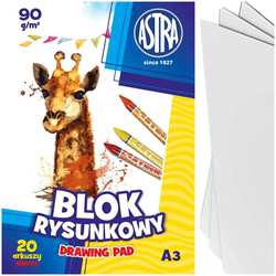 BLOK RYSUNKOWY BIAŁY A3 ASTRA 20 KARTEK 90g SZKOLNY PLASTYKA - 10 sztuk