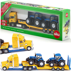 NEW HOLLAND CIĘŻARÓWKA Z TRAKTORAMI SIKU CIĄGNIK METALOWY LAWETA 1805