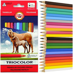 KREDKI OŁÓWKOWE TRÓJKĄTNE JUMBO GRUBE TRIOCOLOR KOH-I-NOOR 24 KOLORY