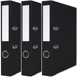 SEGREGATOR A4/50mm Z DŹWIGNIĄ SZYNĄ BASIC-S PP CZARNY Z ETYKIETĄ - 3 sztuki