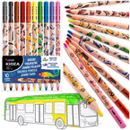 KREDKI OŁÓWKOWE TRÓJKĄTNE GRUBE 10 KOLORÓW POJAZDY AUTKA JUMBO KIDEA