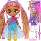 BARBIE LALKA MODOWA STYLOWA EXTRA MIINIS BLOND WŁOSY RÓŻOWE PASEMKA MATTEL