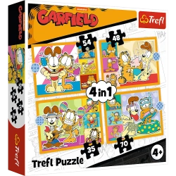 PUZZLE 4w1 GARFIELD KOCHA LAZANIĘ NICKELODEON UKŁADANKA 34673 TREFL