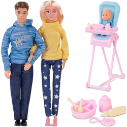 LALKA NATALIA RODZICE Z DZIDZIUSIEM KEN KARMIENIE