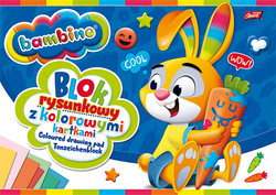 BLOK RYSUNKOWY KOLOROWY A4 16 KARTEK 80g BAMBINO SZKOLNY - 3 szt.