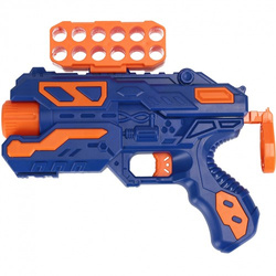 PISTOLET WYRZUTNIA NA STRZAŁKI PIANKOWE 10 POCISKÓW BROŃ BLASTER MAGAZYNEK